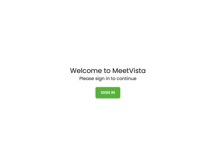 MeetVista Welcome Screen, click on Sign In